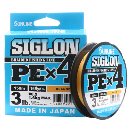 Плетеный шнур Sunline Siglon PE х4 Orange 150м #0.2/3LB