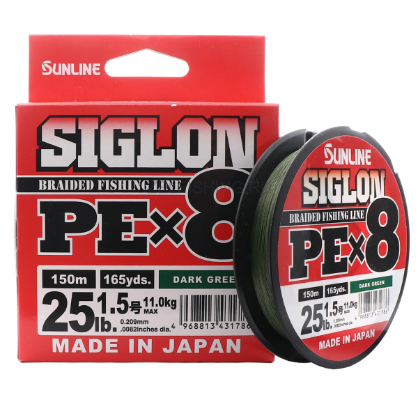 Плетеный шнур Sunline Siglon PE х8 Dark Green #1.5/25lb